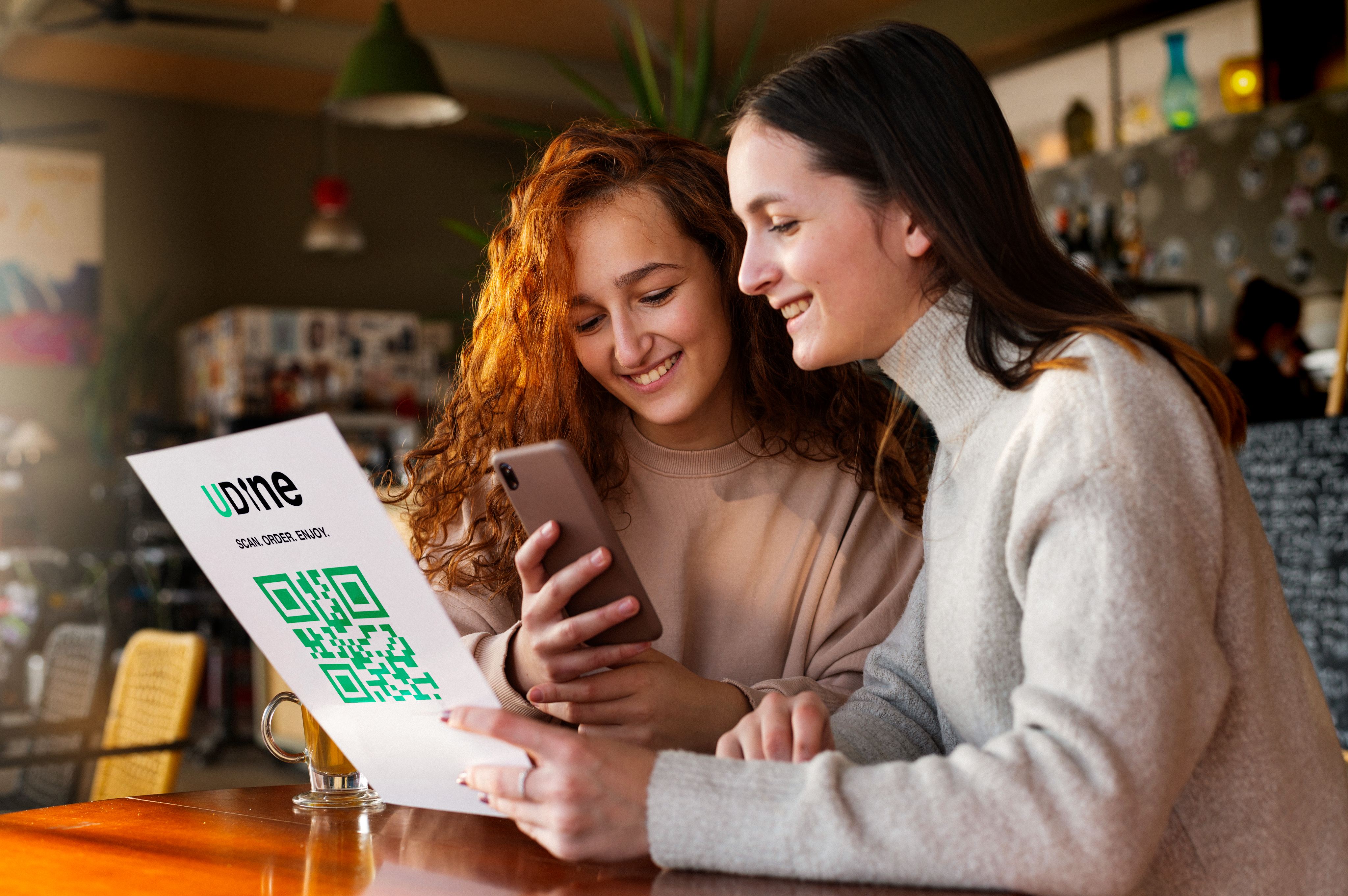 Guests scanning a QR code to place an order.